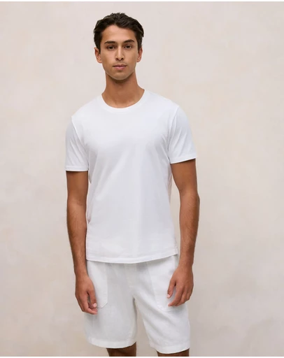 Trenery - Cotton Jersey Crew T-shirt in White