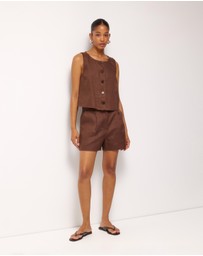 AERE - Linen Button Through Tank