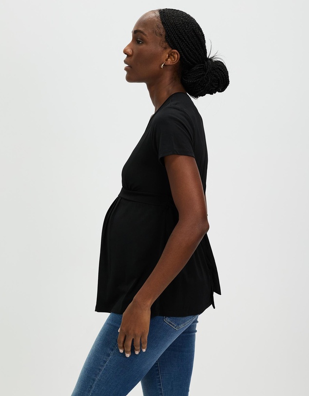 Angel Maternity - Maternity Crossover Short Sleeve V-Neck Work Top