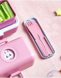 Monbento - Monbento Mb Pocket Plastic Cutlery Set - Colour Pink Blush