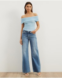 Atmos&Here - Elka Short Sleeve Mesh Off Shoulder Top