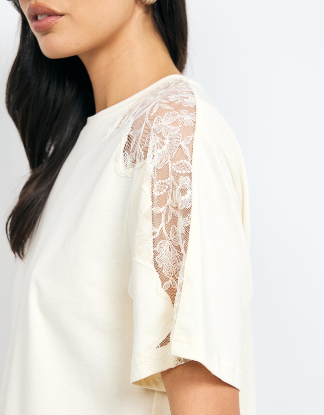 AERE - Lace Contrast T-Shirt