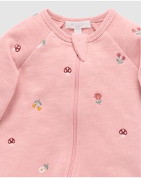 Purebaby - Embroidered Fleece Growsuit -Kids-Babies