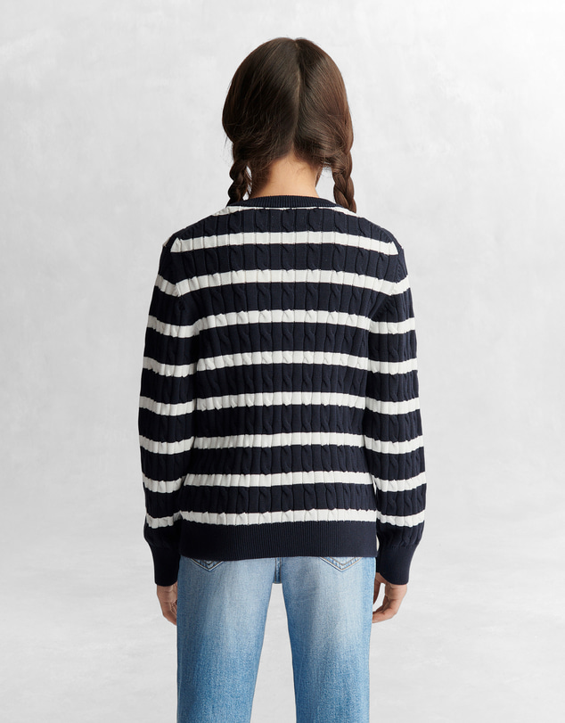 Gant - Shield Cable Knit Striped Jumper