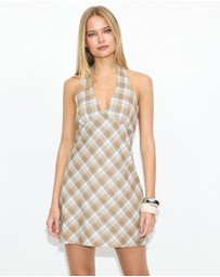Dazie - Kaia V-Neck Check Mini Dress