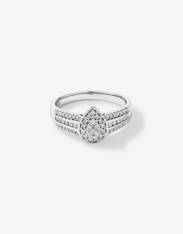 Michael Hill - 0.35 Carat TW Pear-Shaped Diamond Cluster Ring in Sterling Silver
