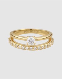Elli Jewelry - Ring Crystal Wedding Cocktail 925 Sterling Silver Gold-Plated