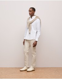 Trenery - Regular Fit Cotton Monogram Oxford Shirt in White