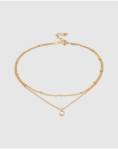 Elli Jewelry - Necklace Layer Crystal Ball 925 Sterling Silver Gold-Plated