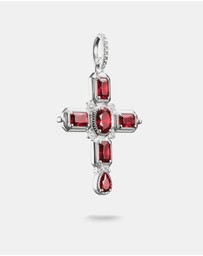 THOMAS SABO - THOMAS SABO Cross Pendant with Red Zirconia Stones Silver