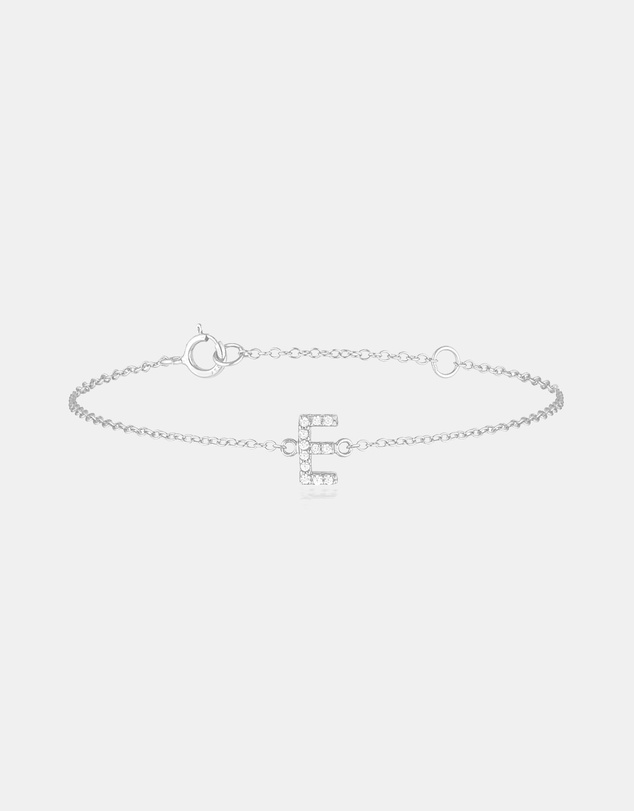 The Silver Collective - A-Z Letter Bracelet Silver - E