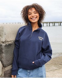 Skwosh - Good As Gold Half Zip Sweat in Navy