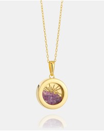 Rachel Jackson - Small Deco Sun Amulet February Birthstone Amethyst Necklace (Protection & Healing)