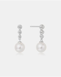 Ania Haie - Ania Haie Silver Tennis Beaded Stone Pearl Drop Stud Earrings