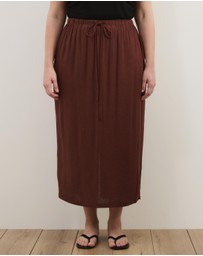 Atmos&Here Curvy - Tenley Linen Blend Midi Skirt