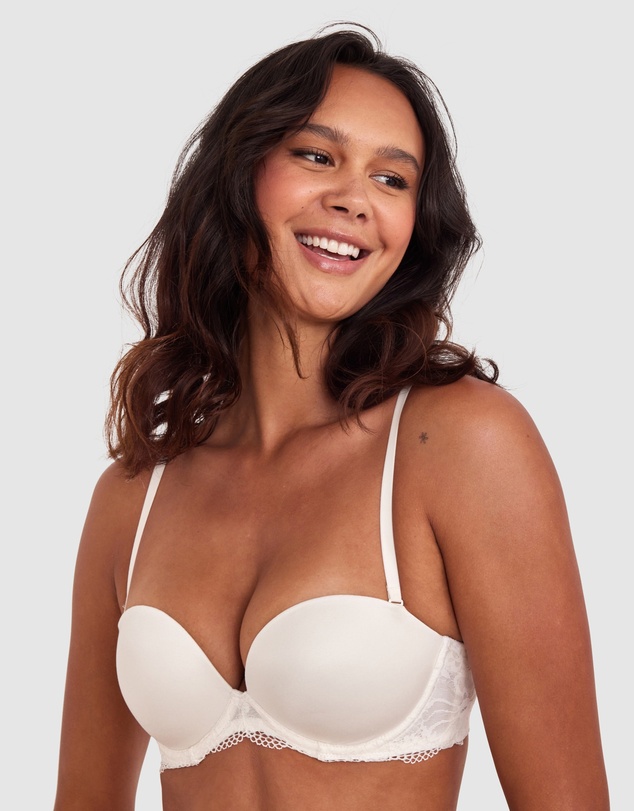Bras N Things - Body Bliss Lace Strapless Push Up Bra - Ivory