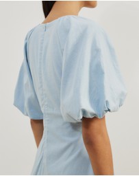 Atmos&Here - Kelly Linen Blend Puff Sleeve Mini Dress