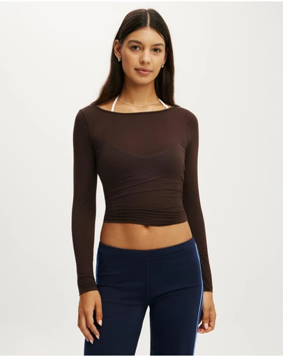 Cotton On Body Active - Active Sheer Boat Neck Long Sleeve