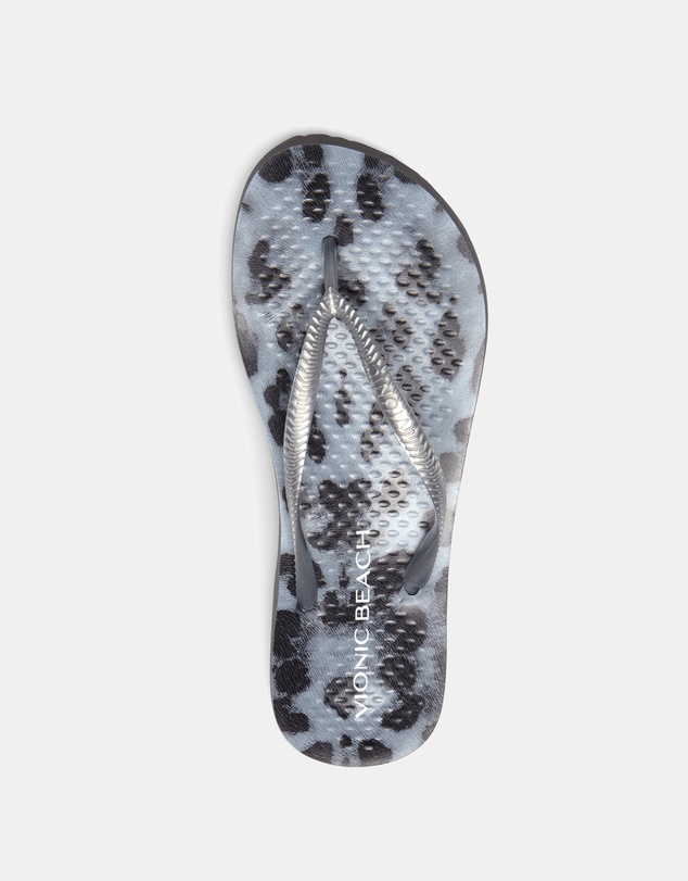 Vionic - Noosa Print Toe Post Sandal - Black Silver Cheetah