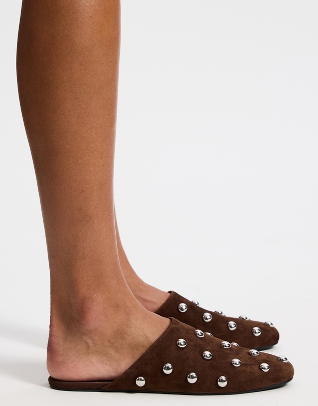 AERE - Lola Suede Stud Flats