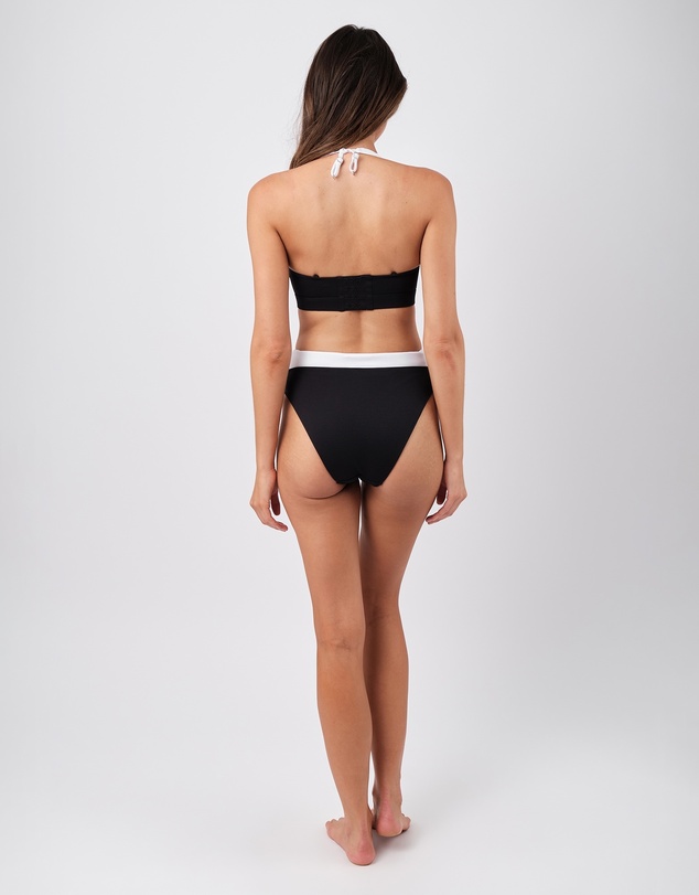 UNE PIECE - Textured High-Cut High-Waisted Bikini Bottom