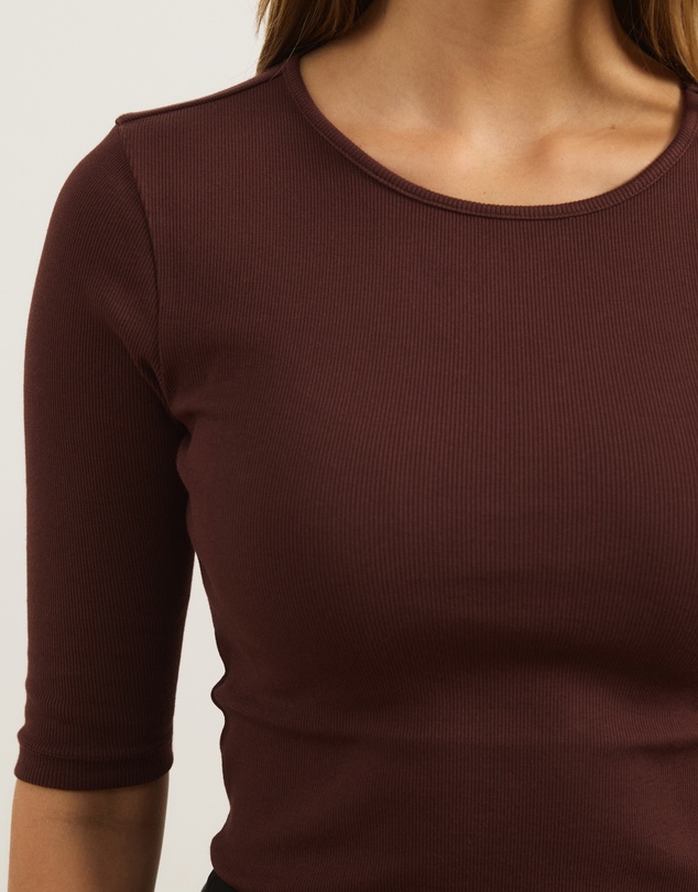 Atmos&Here - Organic Cotton Rib Quarter Sleeve Top
