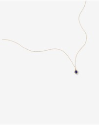 Michael Hill - Pear Cut Created Sapphire and Diamond Halo Pendant Necklace in 10kt Yellow Gold