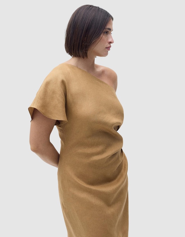M.N.G - Rachel Asymmetrical Linen Dress