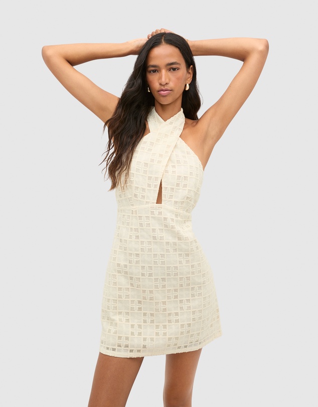 Seed Heritage - Tile Embroidery Halter Mini Dress