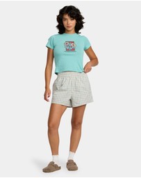 RVCA - Womens Mikey Boxer Elastic Waist Shorts