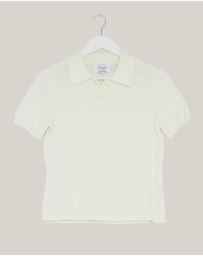 Revibe - Repaired Minima Esenciales Arlen Silk Blend Polo Knit Top - AU 12