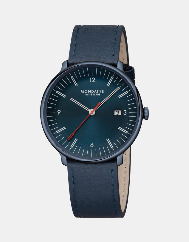 Mondaine - Mondaine Doppio Blue Vegan Leather 41mm Watch
