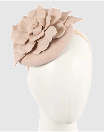 Max Alexander - Felt Beige Winter Pillbox Fascinator