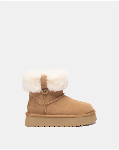 EVERAU - Australian Shepherd Ugg Mini Eleny Platform Cow Suede Upper UGG Boots