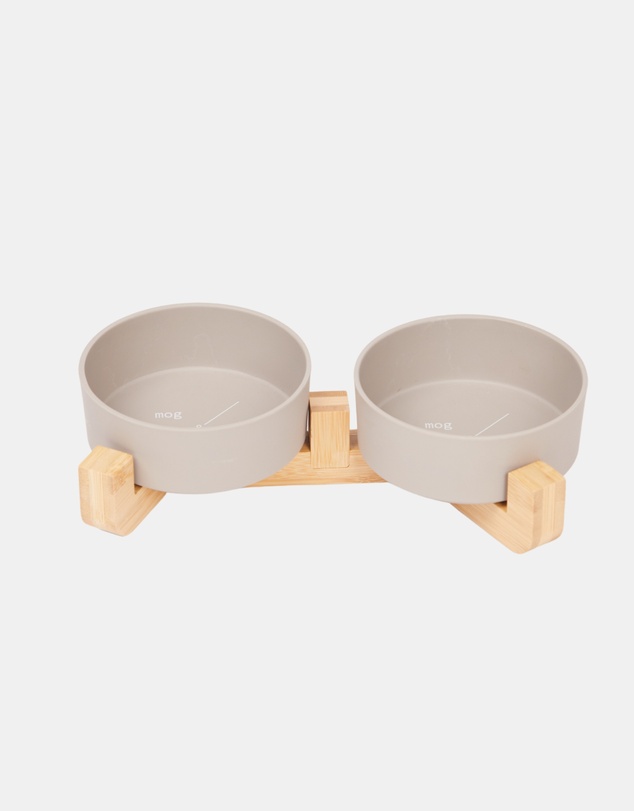 Mog & Bone - Double Bamboo Cat Bowl Mocha