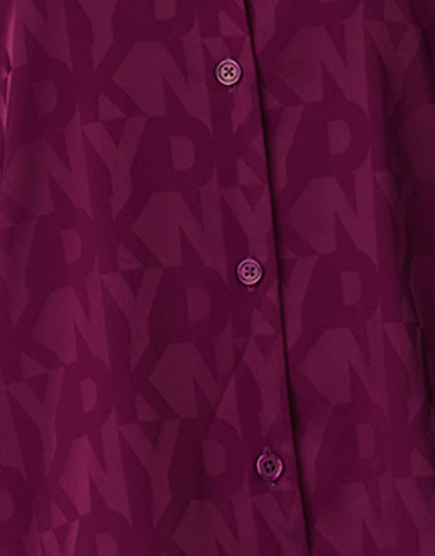 DKNY - Logo Satin Button-Up Long Sleeve Long Pyjama Set