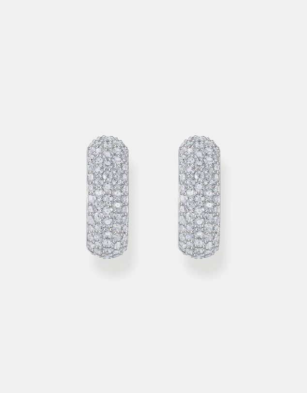 THOMAS SABO - Small, wide hoop earrings with white zirconia