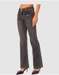 EDIKTED - Tatum Washed Low Rise Flare Jeans
