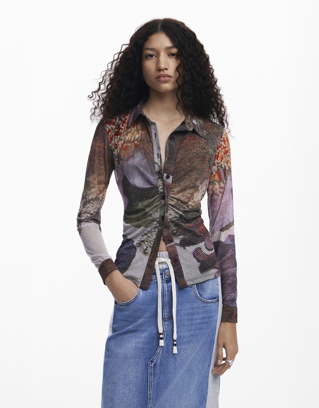 Desigual - Hybrid denim midi skirt