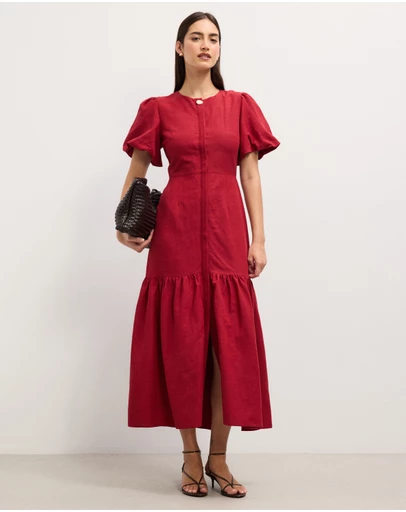 The Fated - Maren Puff Sleeve Midi Dress