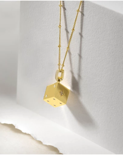 Wanderlust + Co - Dice Gold Necklace