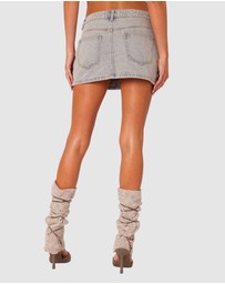 EDIKTED - Vintage Washed Denim Mini Skirt