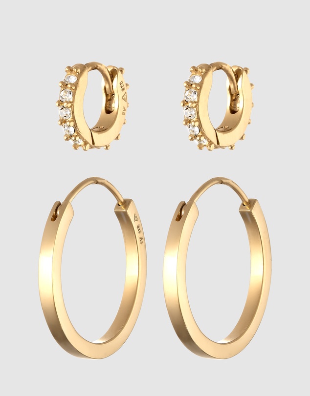 Elli Jewelry - Crystal Earring Set in Gold-Plated 925 Silver