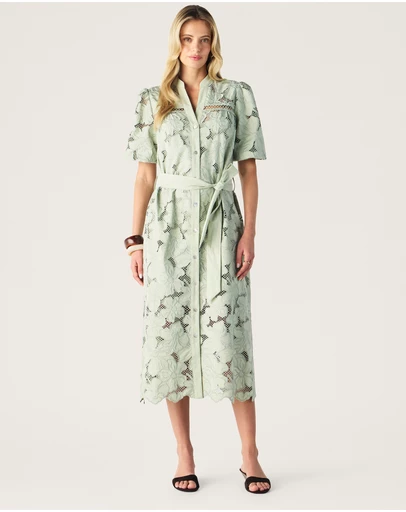 MOS The Label - Whisper Embroidery Shirt Dress