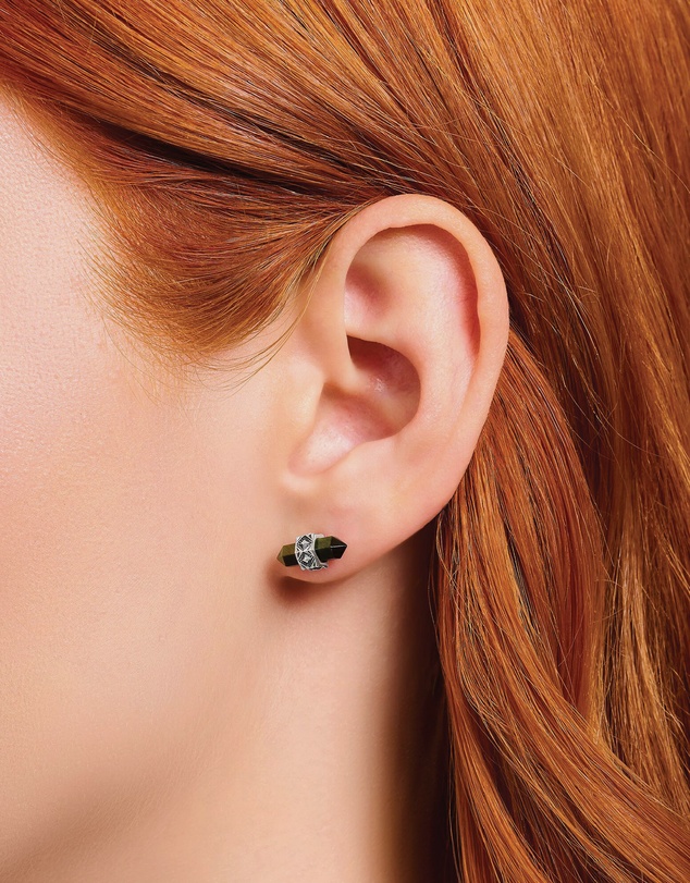 THOMAS SABO - Crystal Single Ear Stud with Golden Blue Tiger's Eye