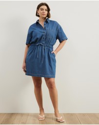 Atmos&Here Curvy - Tina Drawstring Denim Mini Dress