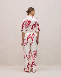 Trenery - Wild Iris Satin Relaxed Pant in White