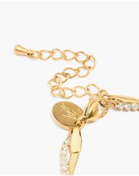 Lovisa - Waterproof Gold Plated Stainless Steel Diamante & Snake Chain Layered Bracelet