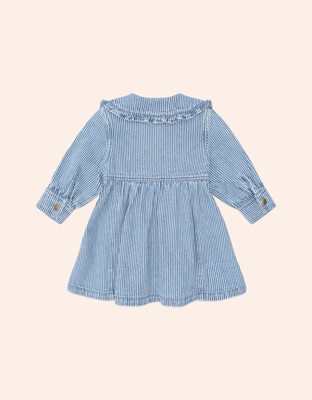 Huxbaby - Vintage Bow Collar Denim Dress - Babies-Kids