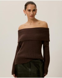 Tussah - Elena Ribbed Off The Shoulder Jumper